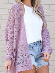 Openwork Open-Front Lightweight Cardigan