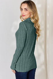 Ribbed Mock-Neck Long-Sleeve Tee - Plus Size