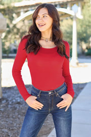 Round-Neck Long-Sleeve Bodysuit - Plus Size