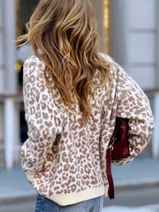 Leopard Drop-Shoulder Chunky Knitted Cardigan