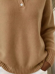 Button Detail Drop-Shoulder Sweater - Plus Size