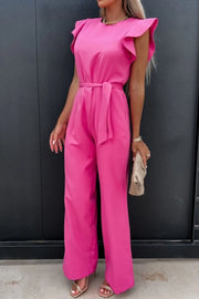Round-Neck Cap Sleeve Jumpsuit