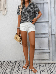 Plaid Button-Up Short-Sleeve Shirt