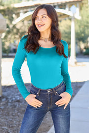 Round-Neck Long-Sleeve Bodysuit - Plus Size