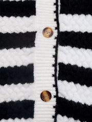 Striped Button-Up Long-Sleeve Cardigan