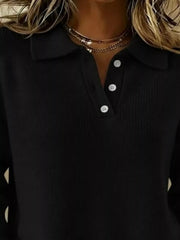 Button Detail Drop-Shoulder Sweater - Plus Size