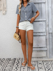 Plaid Button-Up Short-Sleeve Shirt