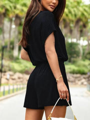 Surplice Short-Sleeve Romper