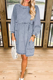 Vintage Wash Denim Dress Pocketed