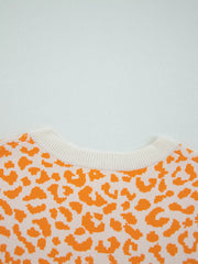 Leopard Drop-Shoulder Chunky Knitted Cardigan