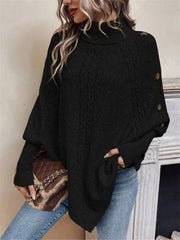 Cable Knit Turtleneck Cape Sweater