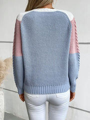 Color-Block Round-Neck Long-Sleeve Sweater
