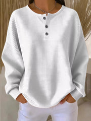 Waffle Knit Half Button Tee - Plus Size