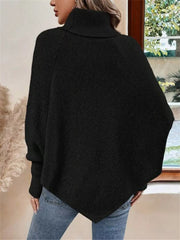 Cable Knit Turtleneck Cape Sweater