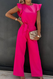 Round-Neck Cap Sleeve Jumpsuit