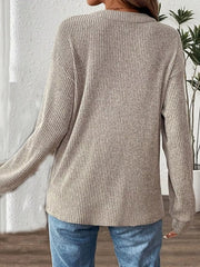 Ribbed Button Detail Long-Sleeve Tee