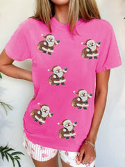 Santa Claus Deliver Gifts Sequin Short-Sleeve Tee