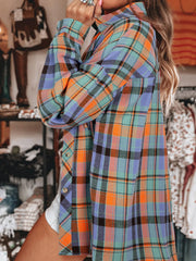 Plaid Button-Up Long-Sleeve Shirt