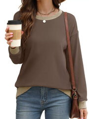 Contrast Trim Crew Neck Sweatshirt