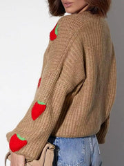 Strawberry Button-Down Cardigan