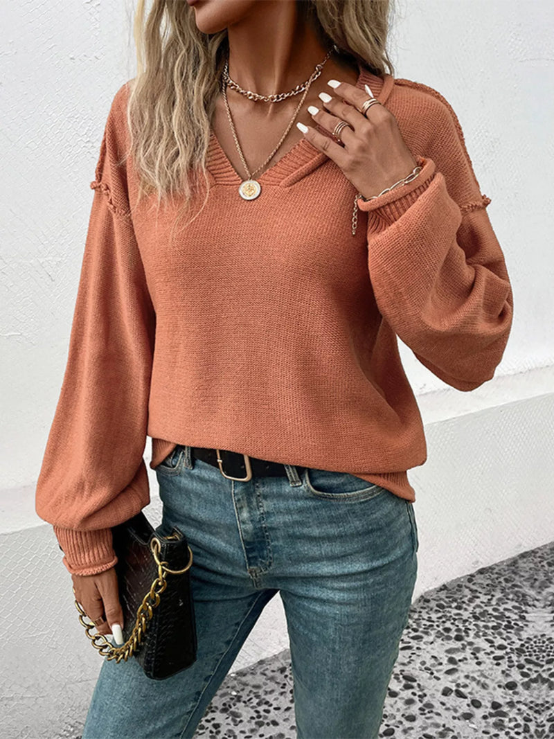 V-Neck Drop-Shoulder Sweater