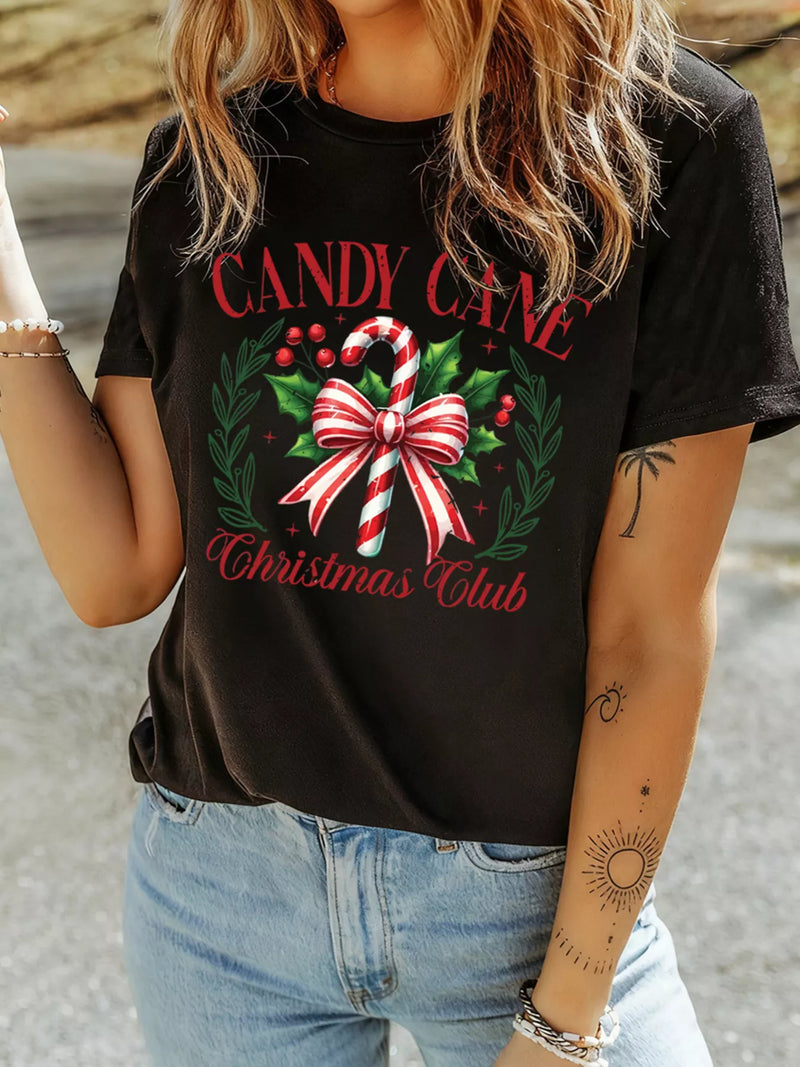 Candy Cane Christmas Club Custom Graphic T Shirt