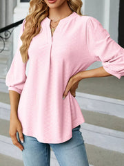 Notched 3/4-Sleeve Top