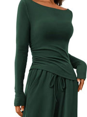 Round-Neck Long-Sleeve Top and Pants Set