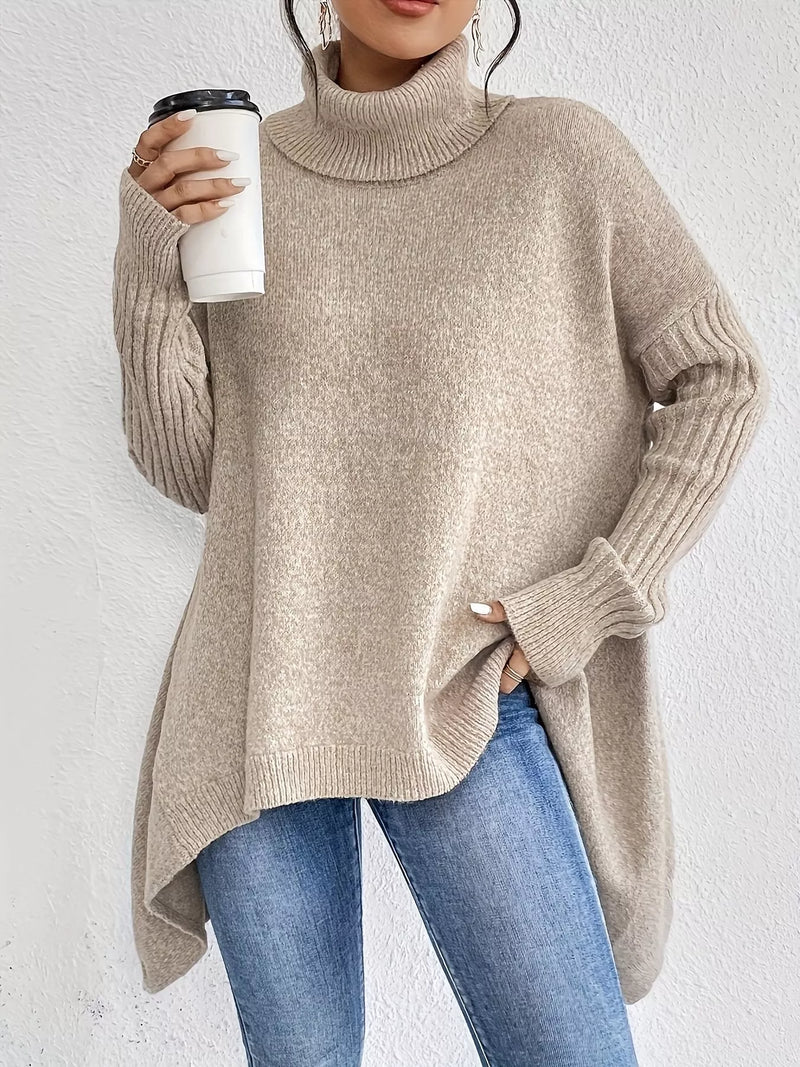 Turtleneck Drop-Shoulder Sweater