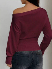 One-Shoulder Cropped Sweater
