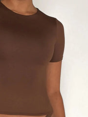Round-Neck Short-Sleeve Swim Top