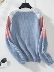 Color-Block Round-Neck Long-Sleeve Sweater