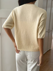 Ribbed Hem Round-Neck Sweater