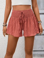 Drawstring Smocked Waist Shorts