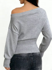 One-Shoulder Cropped Sweater