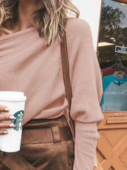 One-Shoulder Ribbed Sweater - Plus Size