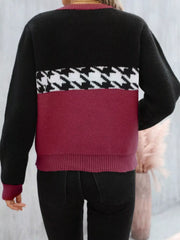 Color-Block Houndstooth Sweater