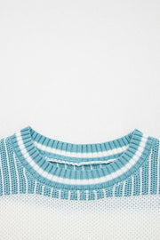 Two Tone Striped Patchwork Drop-Shoulder Relaxed Sweater