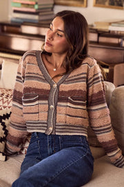 SO ME Textured Variegated Multi Color Cardigan