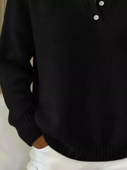 Button Detail Drop-Shoulder Sweater - Plus Size