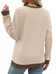Contrast Trim Crew Neck Sweatshirt