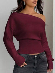 One-Shoulder Cropped Sweater