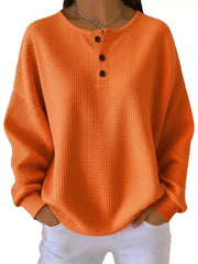 Waffle Knit Half Button Tee - Plus Size