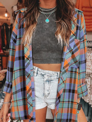 Plaid Button-Up Long-Sleeve Shirt