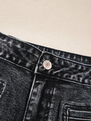 High-Waist Wide-Leg Washed Jeans