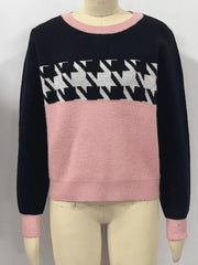 Color-Block Houndstooth Sweater