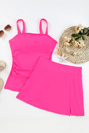 Square-Neck Top and Skirt Swim Set