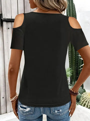 Cold-Shoulder Tee with Metal Ring Detail
