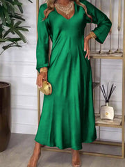 V-Neck Long-Sleeve Midi Dress - Plus Size