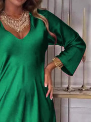 V-Neck Long-Sleeve Midi Dress - Plus Size